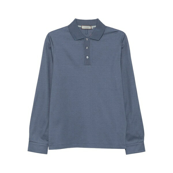 カナーリ メンズ ポロシャツ トップス Long-sleeve polo shirt Blue|asty