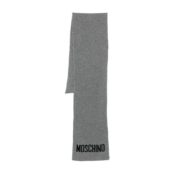 モスキーノ メンズ マフラー・ストール・スカーフ アクセサリー Ribbed logo scarf Grey
