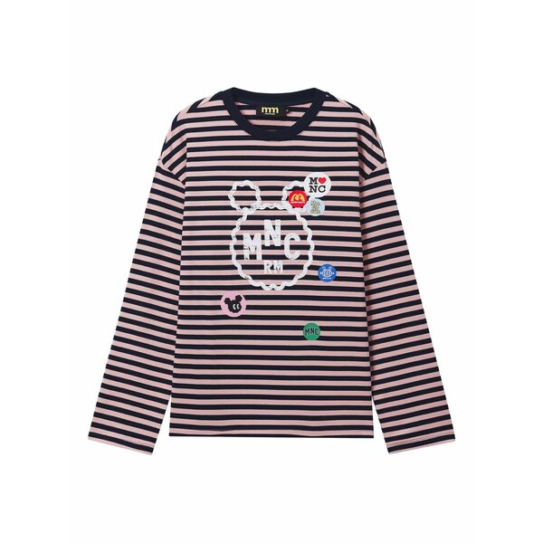 ミニ皮膚軟化剤 レディース プルオーバー トップス Striped appliqu茫漏 t-shirt Pink