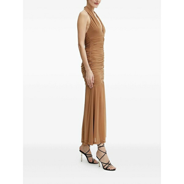 バードット レディース ワンピース トップス Halter neck ruched dress Brown|asty