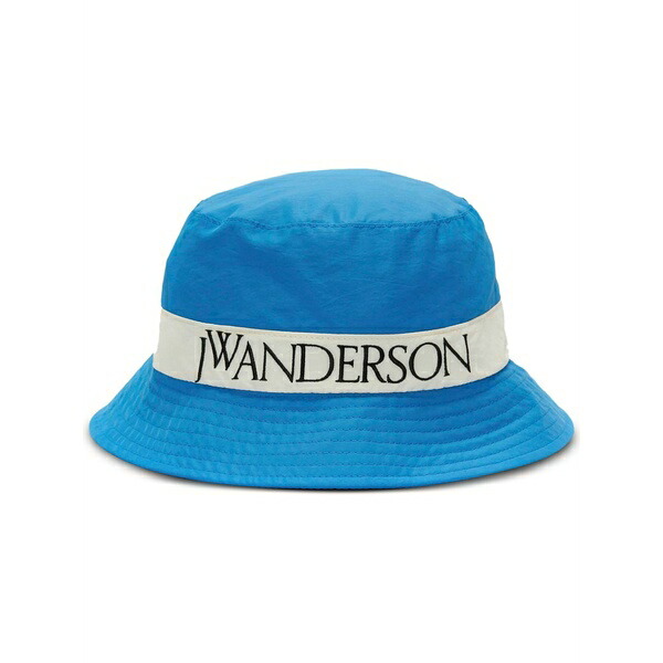 J.W.アンダーソン メンズ かぶり笠 付属品 Logo-embroidered tonal-stitching bucket hat Blue