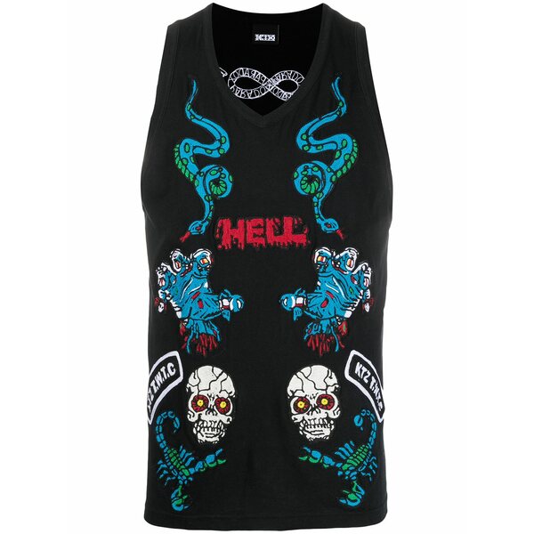 ケーティーゼット メンズ プルオーバー トップス Patches vest top Black