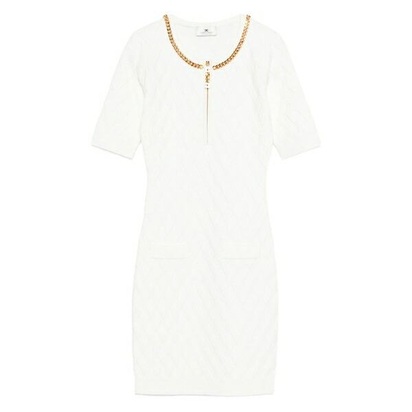 エリザベスフランキ レディース ワンピース トップス Chain-embellished quilted dress White｜asty 57,090円