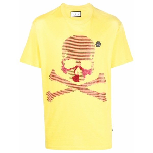 フィリップ飾り気の無い メンズ プルオーバー トップス Skull-print short-sleeve t-shirt Yellow