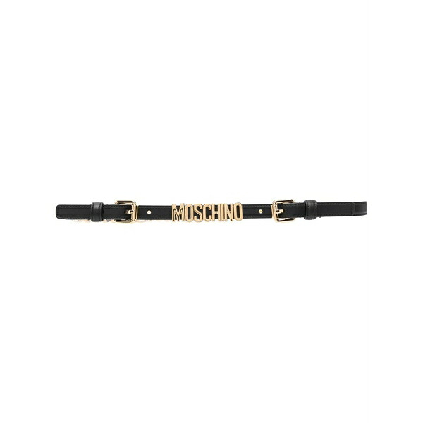 モスキーノ レディース 胴締め 付属物 Logo-plaque leather belt Black レディースベルト-バッグ・小物・ブランド雑貨