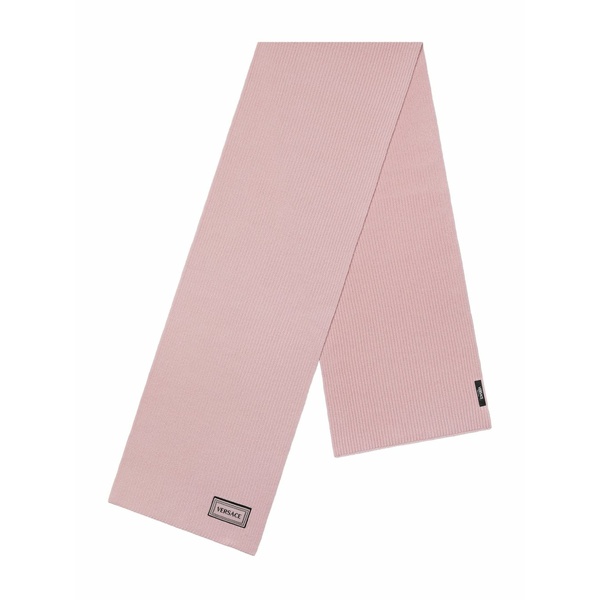 ヴェルサーチ レディース えり巻き・袈裟・えり巻き 付属物 Ribbed logo-patch scarf Pink