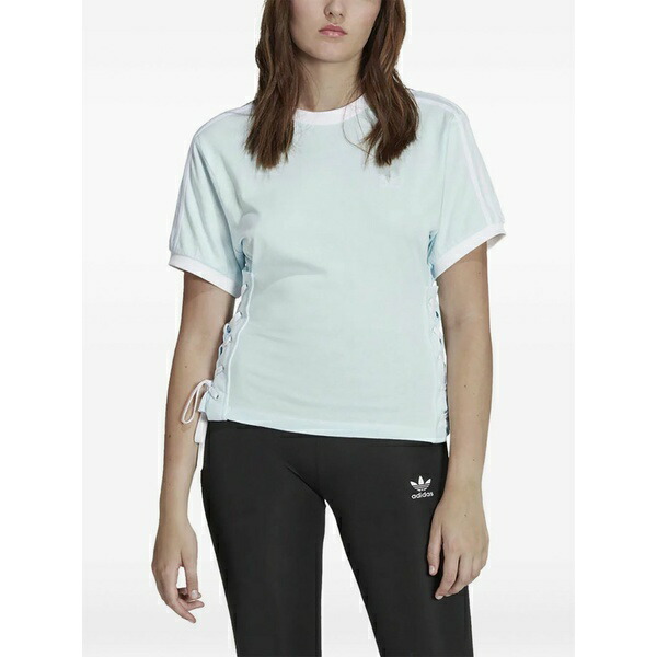 アディダス レディース プルオーバー トップス Laced side t-shirt Blue