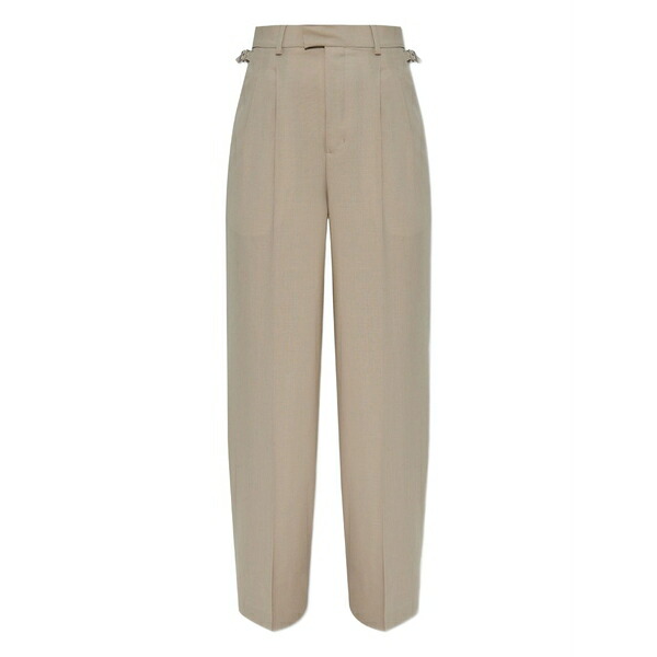 アミ レディース カジュアルパンツ ボトムス Pleated buckle-fastening trousers Neutrals|asty