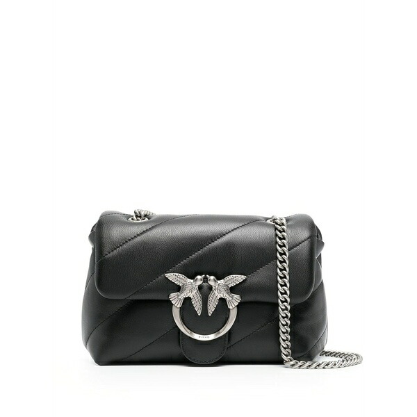 ピンコ レディース ショルダーバッグ バッグ Mini love puff leather shoulder bag Black|asty