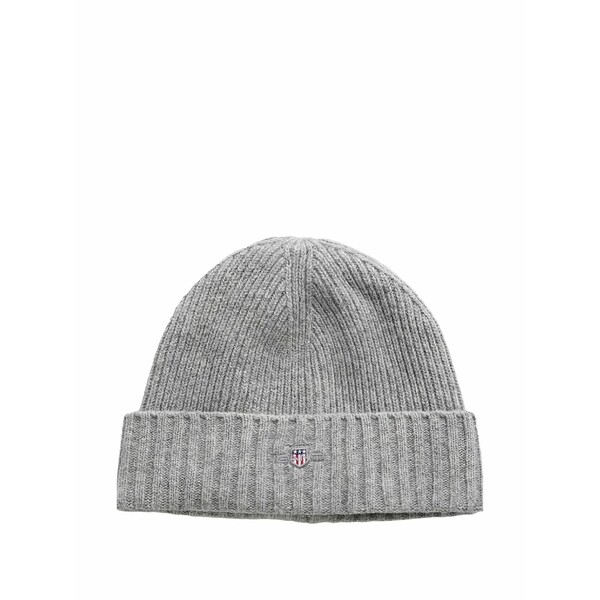 ガント メンズ 帽子 アクセサリー Logo cotton blend beanie Grey｜asty