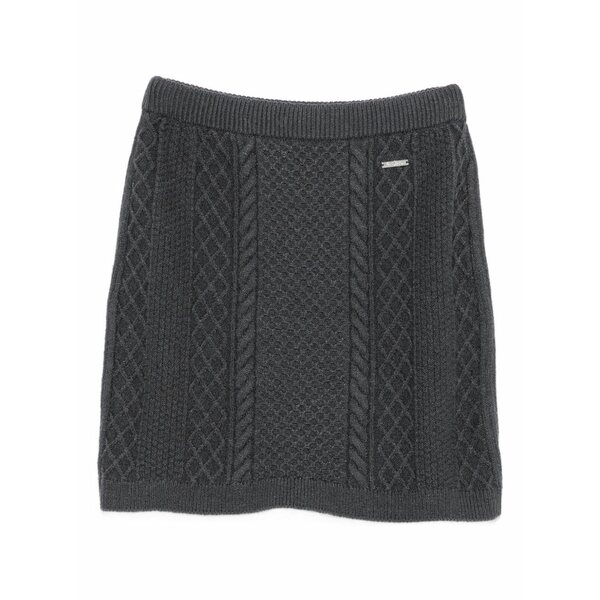 J.W.アンダーソン レディース スカート ボトムス Logo-plaque cable-knit mini skirt Grey｜asty