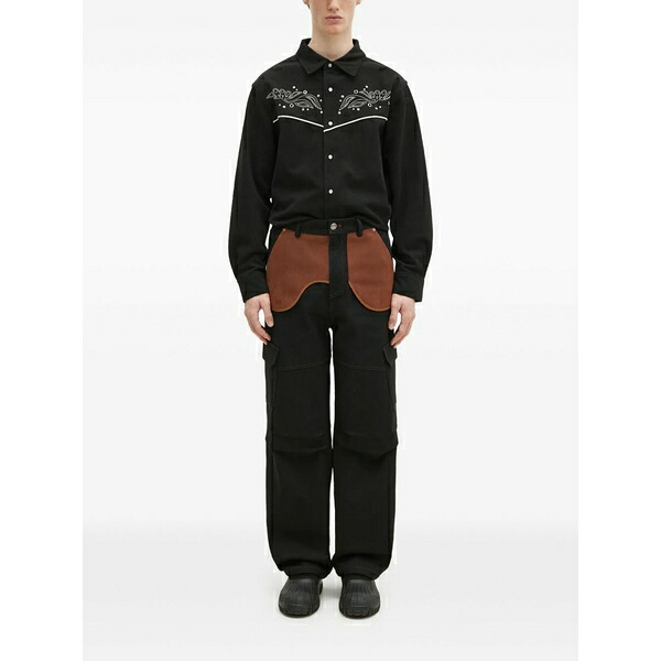 アンダーソン ベル メンズ シャツ トップス Embroidered yoke shirt Black|asty