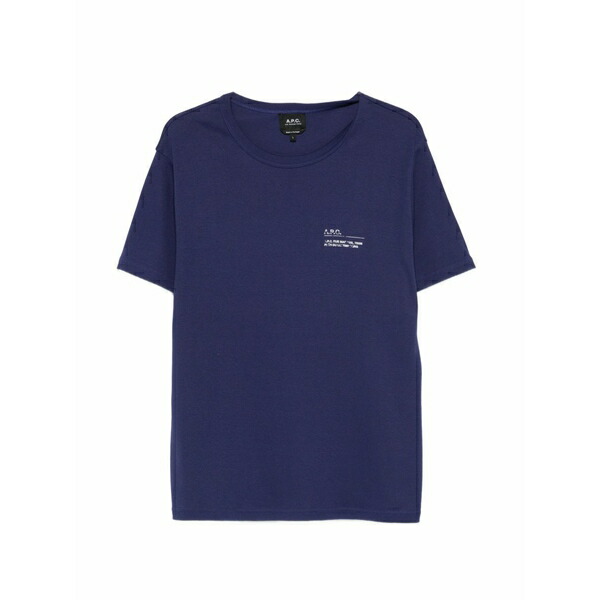 アーペーセー メンズ プルオーバー トップス Crew-neck logo-print t-shirt Blue