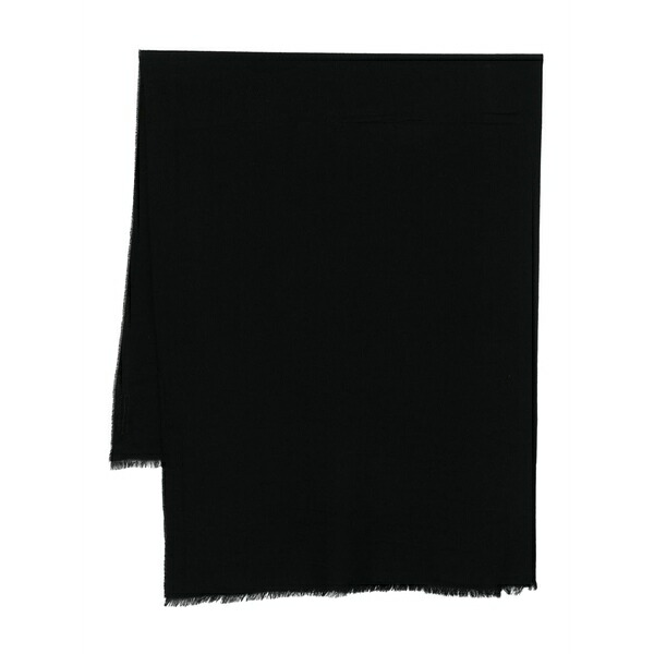 リックオウエンス メンズ マフラー・ストール・スカーフ アクセサリー Frayed wool scarf Black|asty