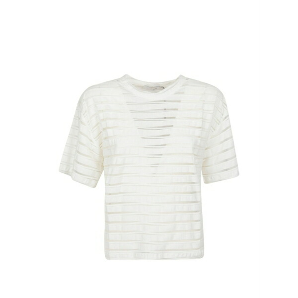 イロ レディース プルオーバー トップス Striped t-shirt White