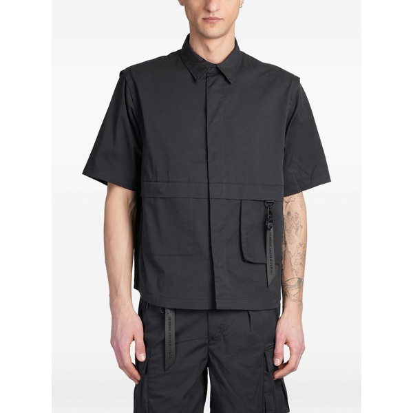 アルファインダストリーズ メンズ シャツ トップス Pocket-detail short-sleeve shirt Black｜asty