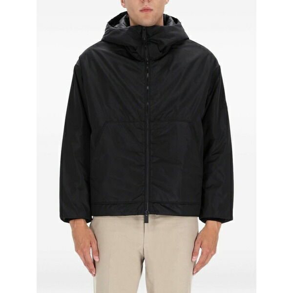 プレミアータ メンズ ジャケット&ブルゾン アウター Hooded zip-fastening jacket Black|asty