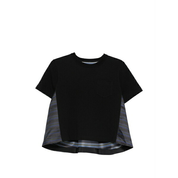 サカイ レディース Tシャツ トップス Boxy-fit t-shirt Black|asty