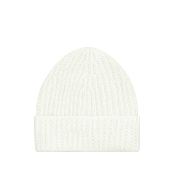マロ メンズ 帽子 アクセサリー Ribbed beanie hat White|asty