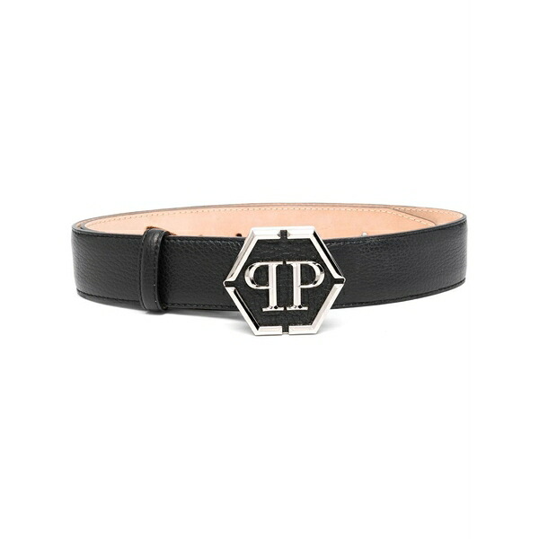 フィリップ飾り気のない レディース 三尺帯 付属物 Logo-plaque leather belt Black