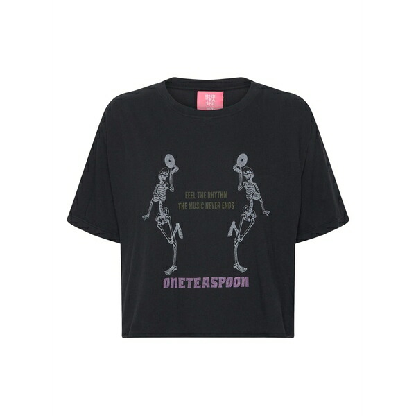 ワン ティースプーン レディース Tシャツ トップス Printed t-shirt Black|asty