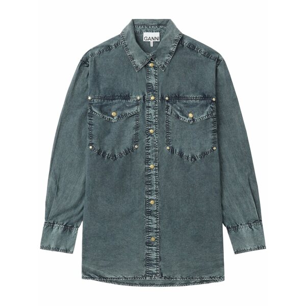 ガニー レディース シャツ トップス Cotton shirt Blue|asty