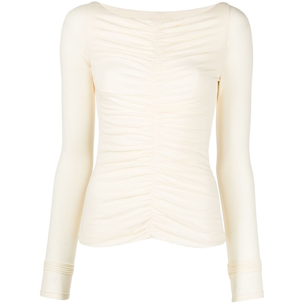 【けまで】 カイト レディース シャツ トップス The Lance Ruched Stretch Cotton Top CREAM