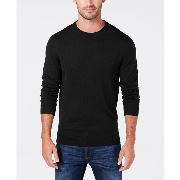 クラブルーム メンズ ニットセーター アウター Men's Solid Crew Neck Merino Wool Blend Sweater,  Created for Macy's Deep Black 国内送料無料