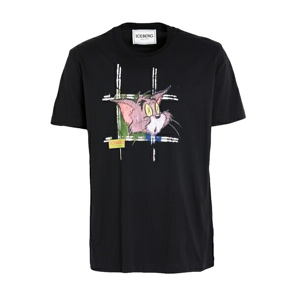 【貨物輸送無料】 アイスバーグレタス メンズ プルオーバー トップス T-shirts Black