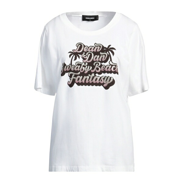 【送料無料】 ディースクエアード レディース Tシャツ トップス T-shirts White|asty