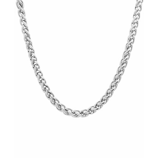 スティールタイム メンズ ネックレス チョーカー アクセサリー Men's Stainless Steel Wheat Chain Necklace  Silver-tone 注目ショップ