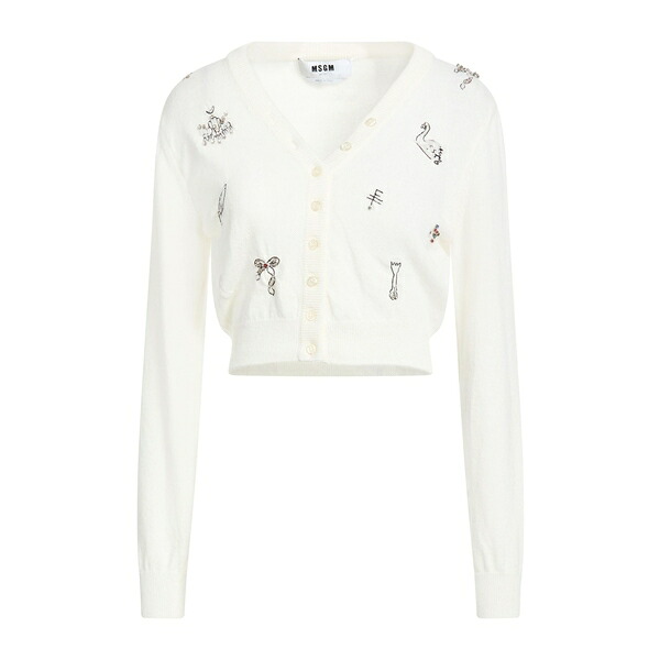 【送料無料】 エムエスジイエム レディース カーディガン アウター Cardigans White｜asty