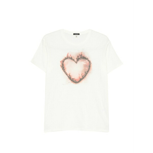 アールサーティーン レディース Tシャツ トップス Heart-print t-shirt White｜asty