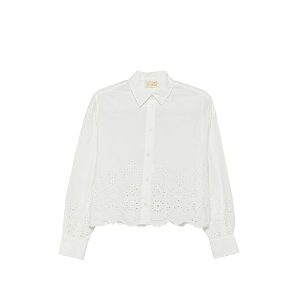 エムシーツーセイントバース レディース シャツ トップス Oriane scalloped-hem shirt White|asty