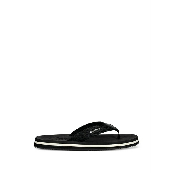 ガント メンズ サンダル シューズ Logo-print flip-flops Black|asty
