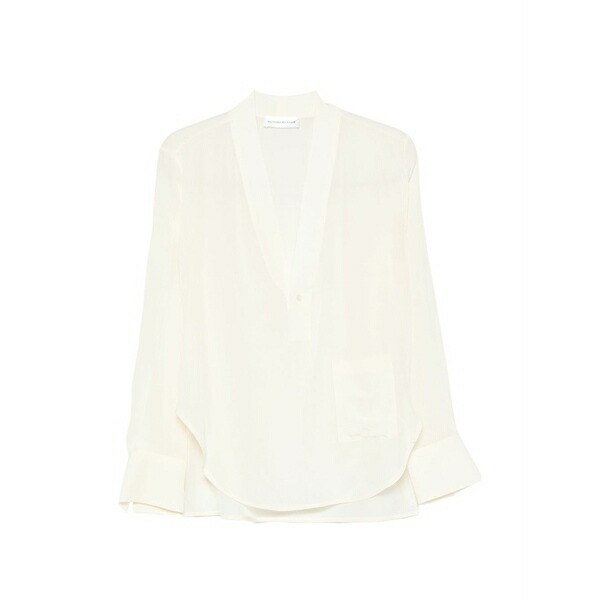 ヴィクトリア ベッカム レディース シャツ トップス V-neck patch-pocket blouse Neutrals｜asty 109,900円