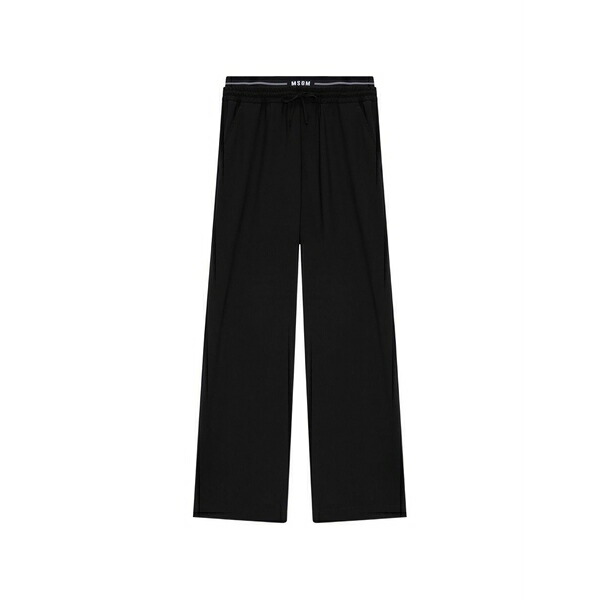 エムエスジイエム メンズ カジュアルパンツ ボトムス Drawstring-fastening logo-waistband trousers Black｜asty