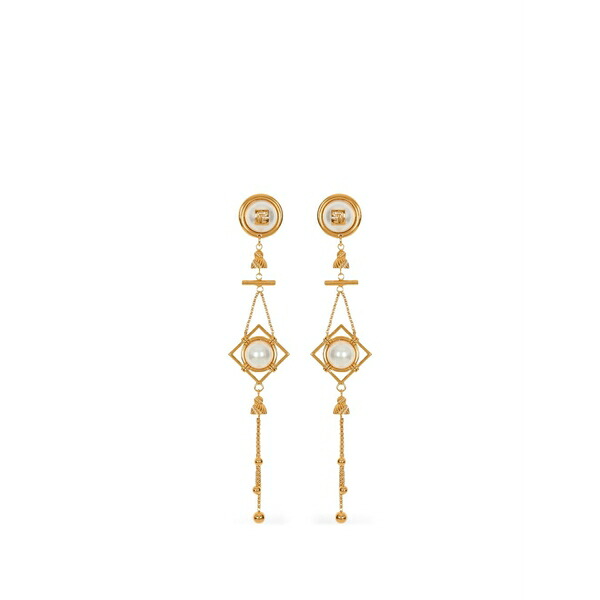 バルマン レディース ピアス＆イヤリング アクセサリー Brass and pearl pendant earrings Gold｜asty