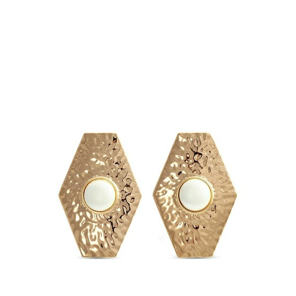 セルフ・ポートレイト メンズ ピアス・イヤリング アクセサリー Large hammered faux-pearl earrings Gold｜asty
