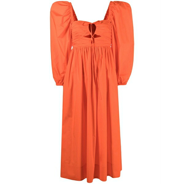 ウラ・ジョンソン レディース ワンピース トップス Alessa puff-sleeve midi dress Orange｜asty