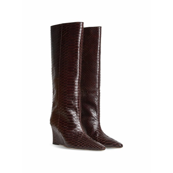 シンシアローレイ レディース ブーツ シューズ Snake-embossed leather wedge boots Brown|asty