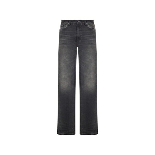 ハイクール レディース デニムパンツ ボトムス Faded-effect straight-leg jeans Black|asty