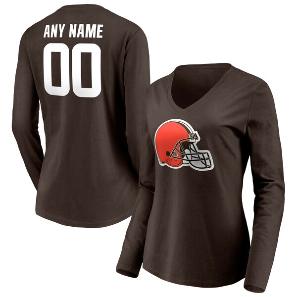 おしゃれ ファナティクス Tシャツ トップス レディース Cleveland Browns Fanatics Branded Women's Team  Authentic Personalized Name  Number VNeck TShirt Brown 通販 