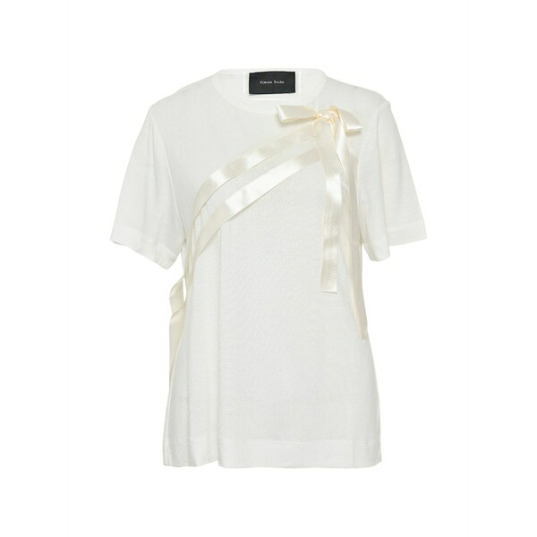 シモーネ・ロシャ レディース Tシャツ トップス Bow sash t-shirt White|asty