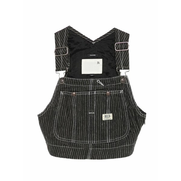 アールサーティーン レディース カットソー トップス Pinstripe overalls Black