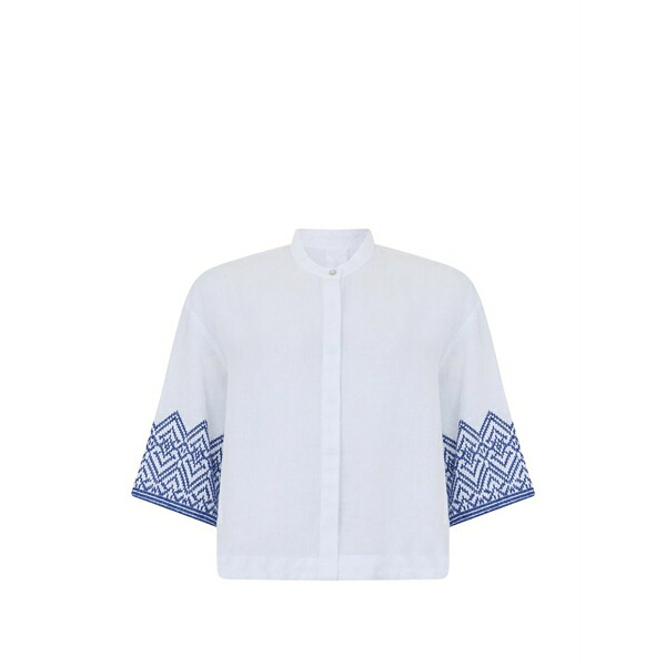 120%リノ レディース シャツ トップス Linen shirt White|asty
