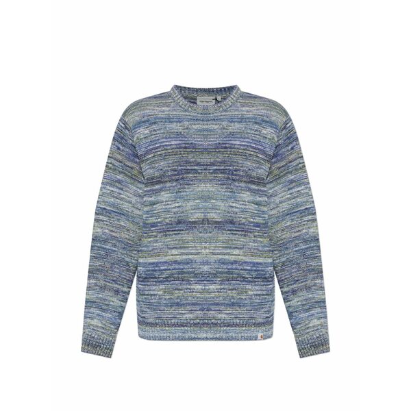 鉄道車両ハート形 メンズ 編み物\u0026プルオーバー アウター Striped  sweater Blue