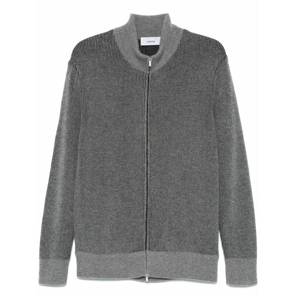 ラルディーニ メンズ ジレー アウター Ribbed cardigan  Grey
