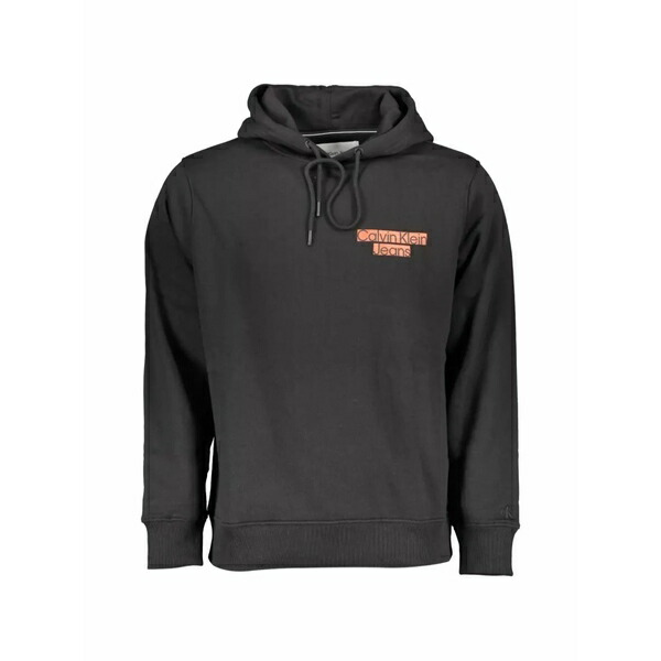 カルバンクライン メンズ パーカー・スウェットシャツ アウター Logo-print drawstring hoodie Black