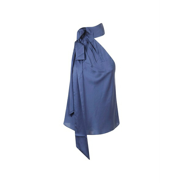 ラルフローレン レディース プルオーバー トップス Charmeuse tie neck blouse Blue